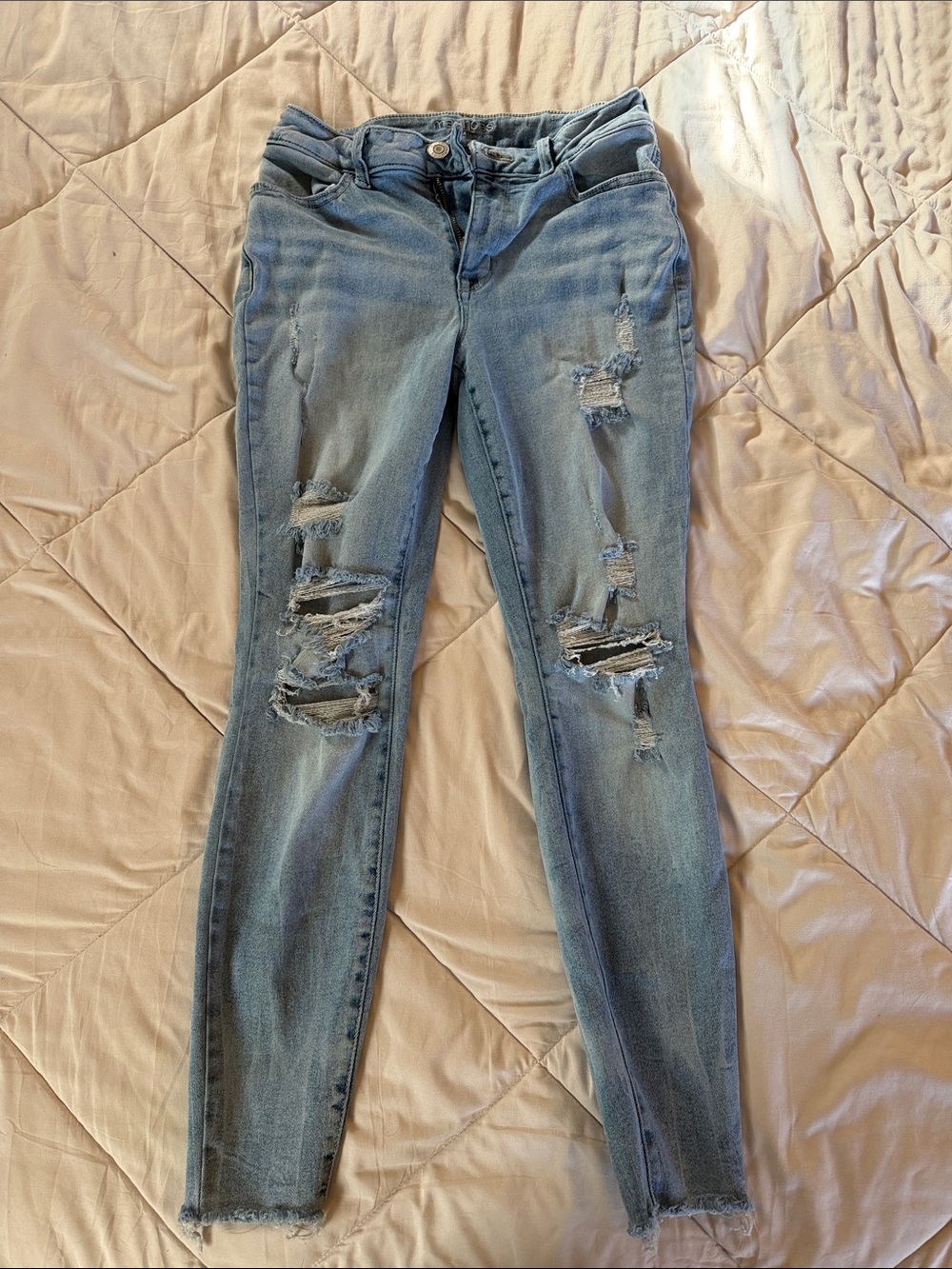 Maurices Light Blue Distressed Skinny Jeans